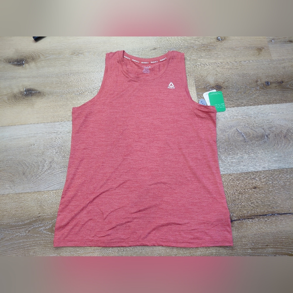 NWT Reebok Coral Red Heather Performance Tank Sz L